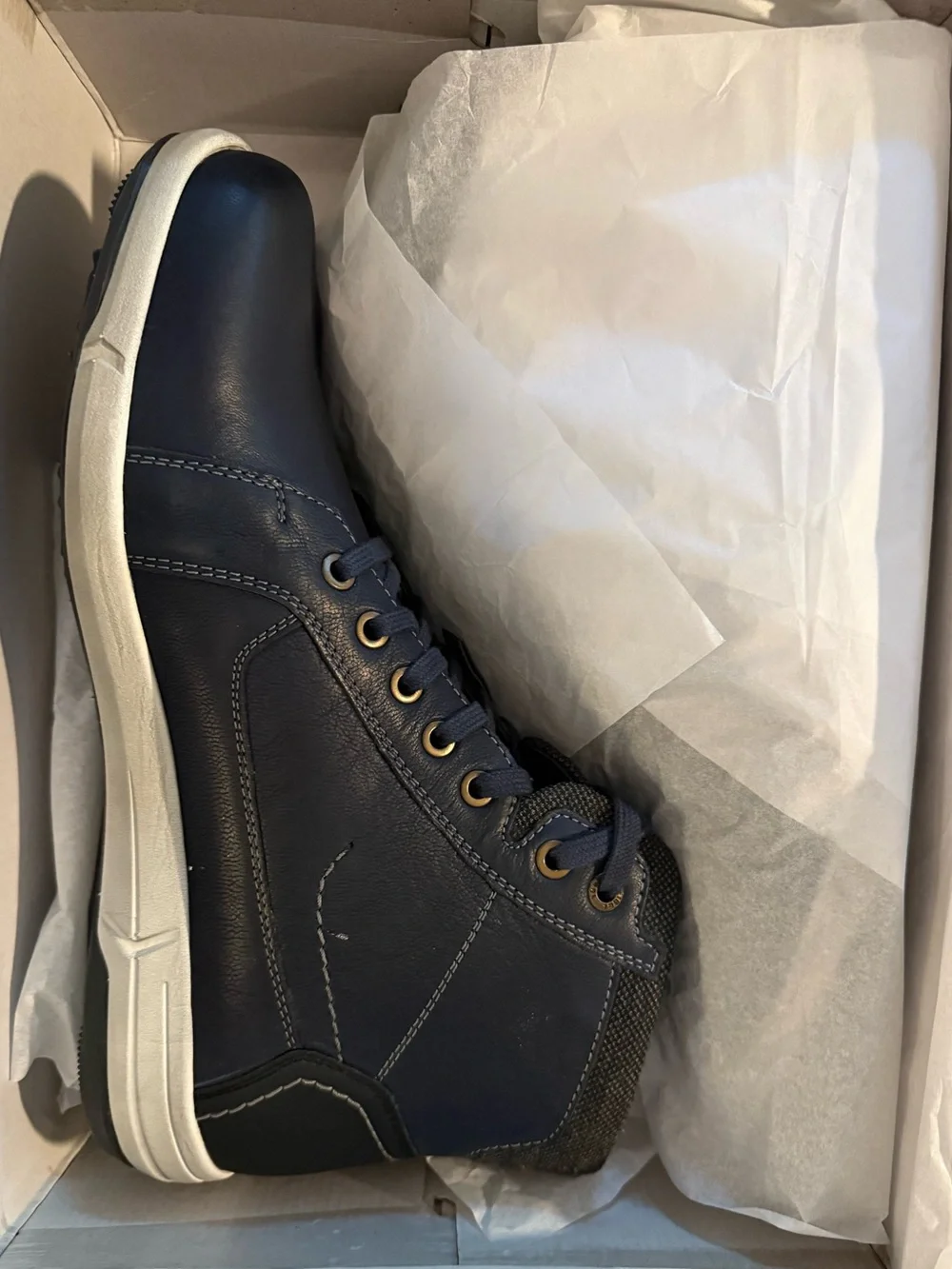 New Men's Josef Seibel Leather Navy High-Top Sneaker Boot 42/ 9.5